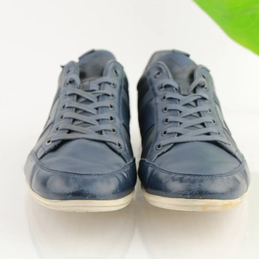 Lacoste Mens Chaymon Sneaker Size 12 Navy Blue Leather‎ Lace Up Casual Shoe Low